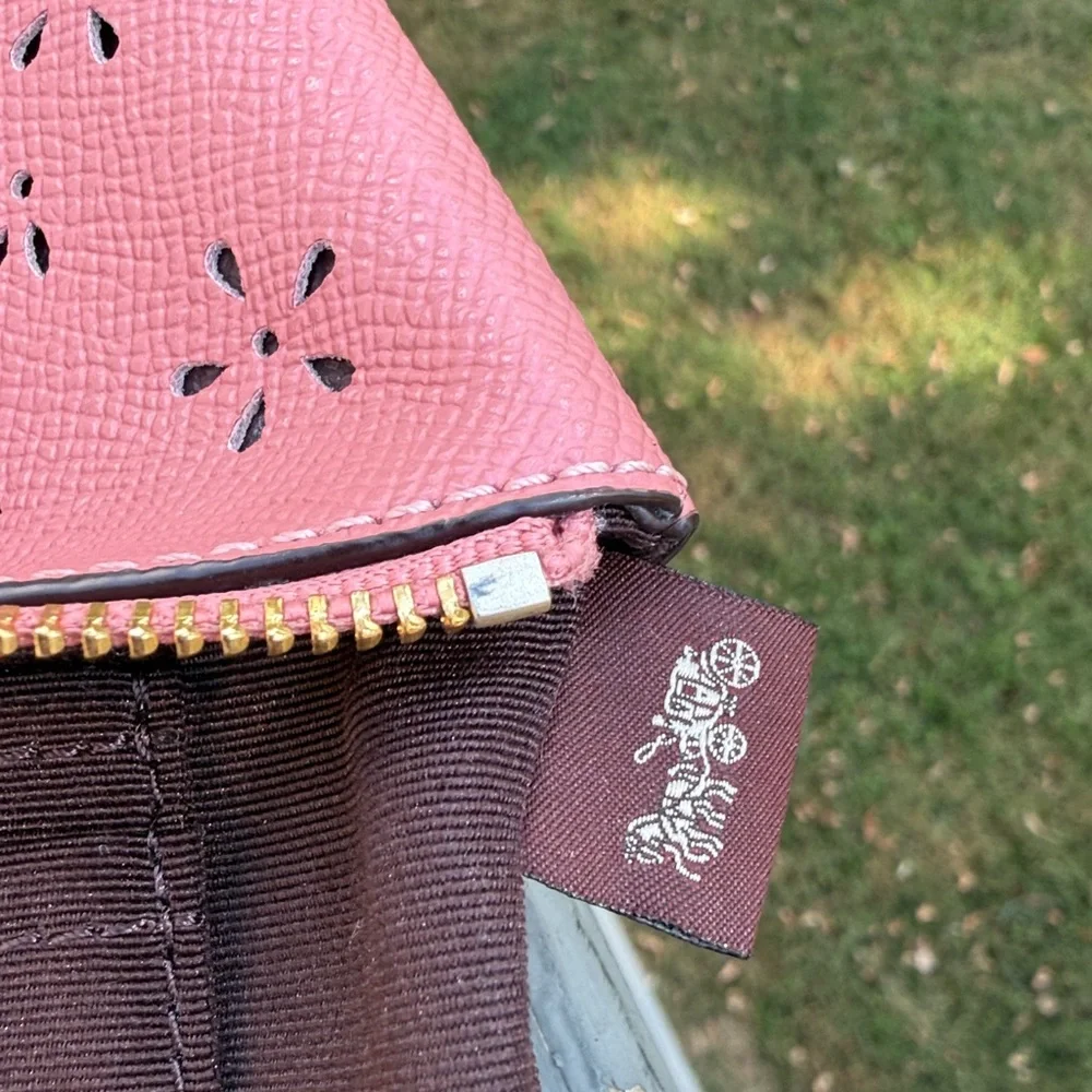 Coach Pink Crossgrain Leather Laser Cut Wristlet (EUC) - Picture 12 of 13